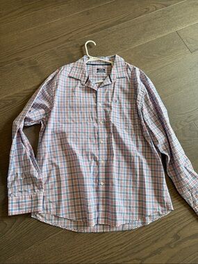Izod Men’s Plaid Button-Down Shirt in Red, Blue & White